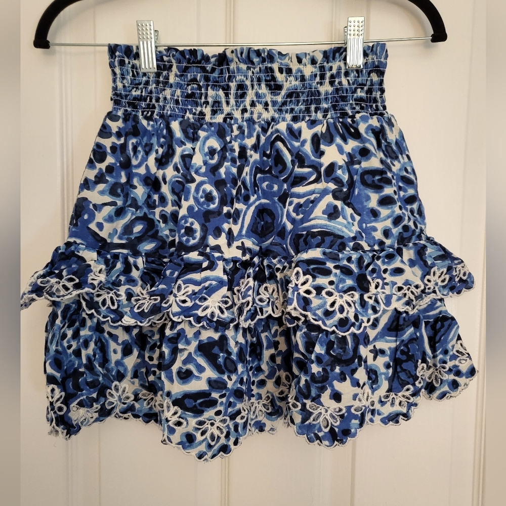Blue ruffle miniskirt - House of Harlow 1960